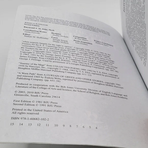 Raymond St John American Literature Paperback Second Edition BJU Press Good - Picture 8 of 11